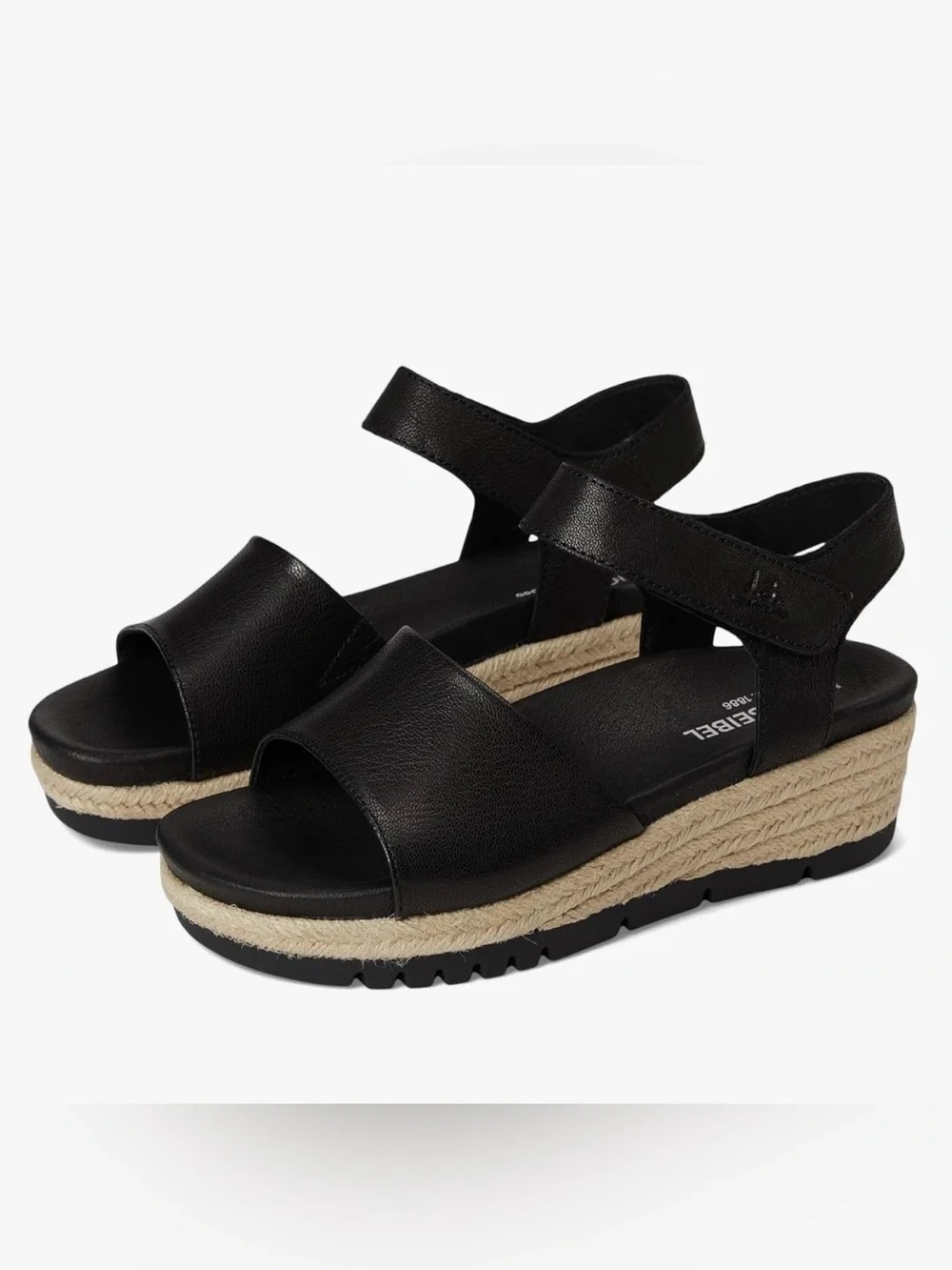 Josef Seibel Miranda Black Espadrille Wedge Ankle Strap Sandals - Sz 40/9, NWOB